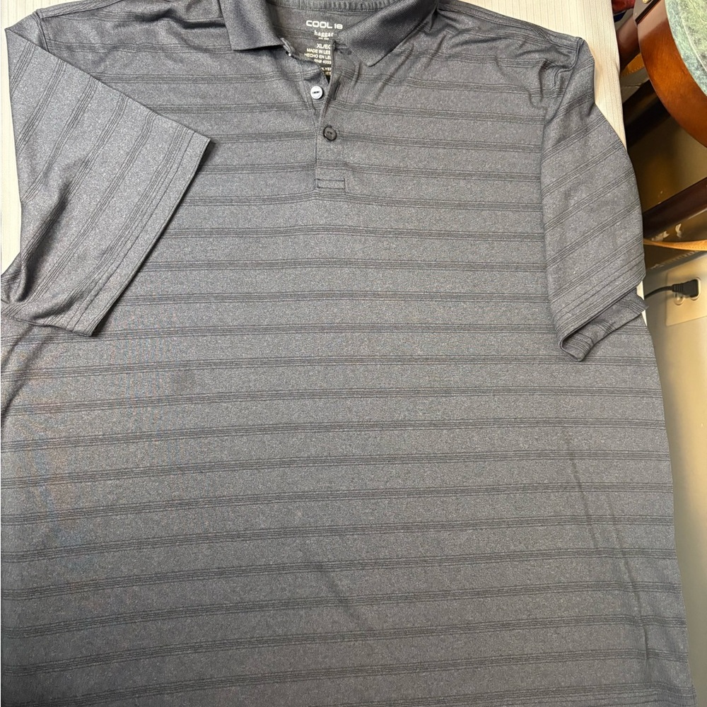 Haggar Charcoal Striped Men  Polo Shirt size Xl